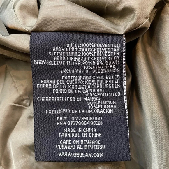 NWT Orolay Long Faux Fur Hooded Down Coat in Armygreen size XS - Picture 9 of 12